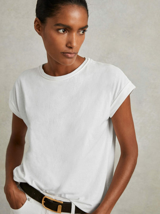 Cotton-Jersey Crew Neck T-Shirt White | Women