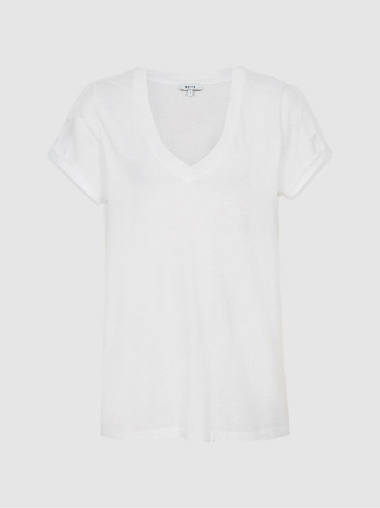 Cotton-Jersey V-Neck T-Shirt White | Women