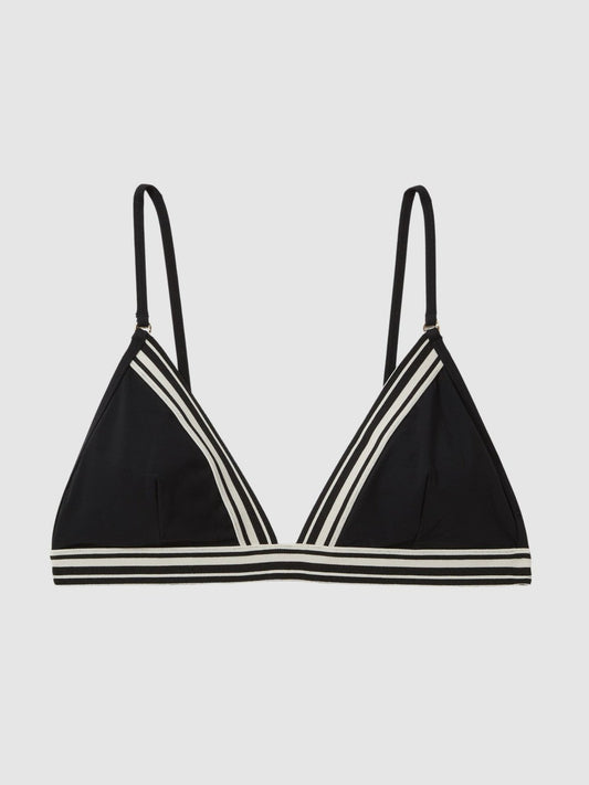 Triangle Colourblock Bikini Top Black | Women