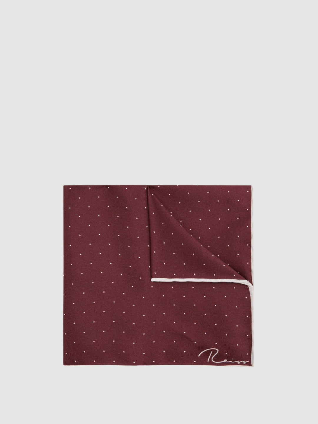 Polka Dot Silk Pocket Square Burgundy | Men