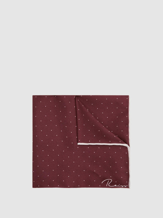 Polka Dot Silk Pocket Square Burgundy | Men