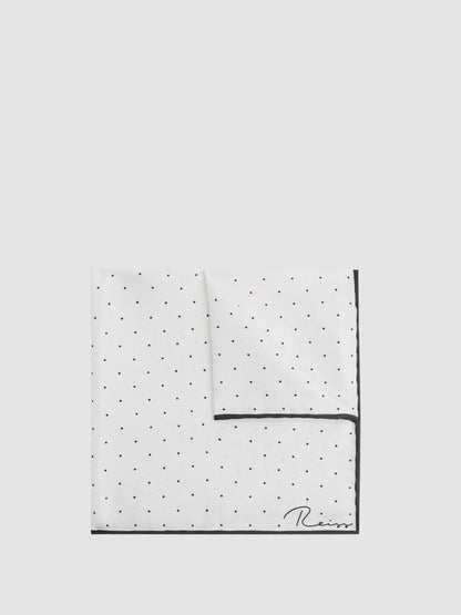 Polka Dot Silk Pocket Square White | Men