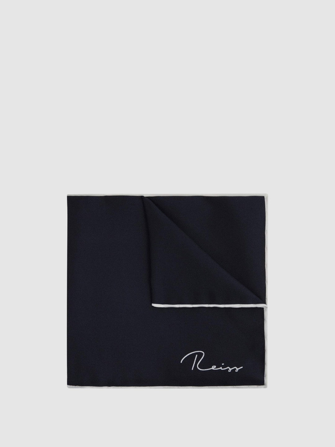 Plain Silk Pocket Square Navy | Men