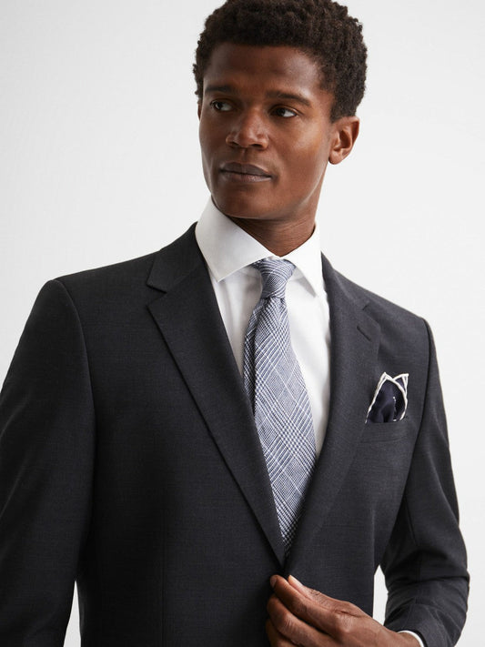 Plain Silk Pocket Square Navy | Men