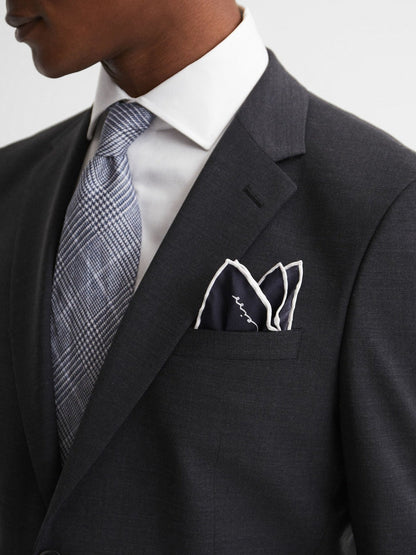 Plain Silk Pocket Square Navy | Men