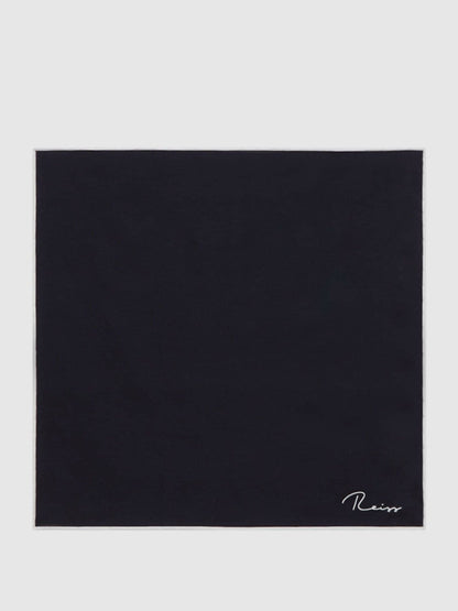 Plain Silk Pocket Square Navy | Men