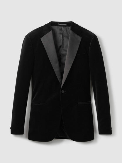 Velvet Single Breasted Slim Fit Jacket Black | Men