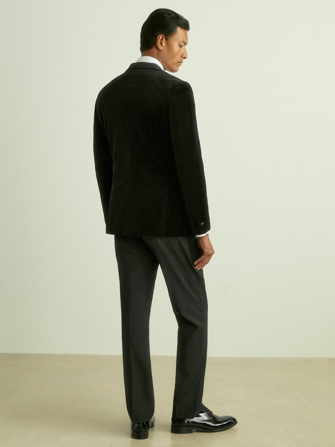 Velvet Single Breasted Slim Fit Jacket Black | Men
