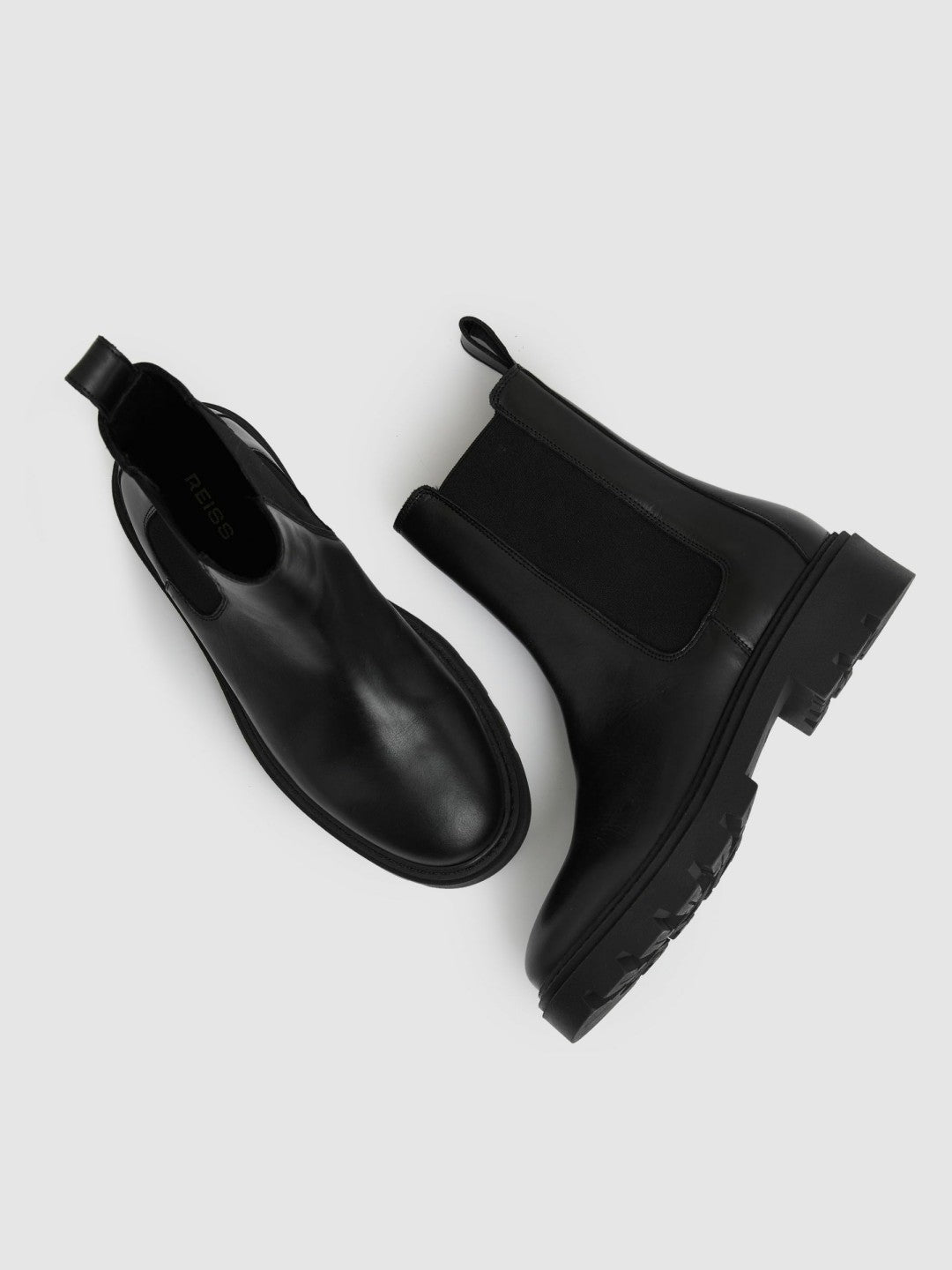 Leather Cleated Sole Chelsea Boots Black | Women