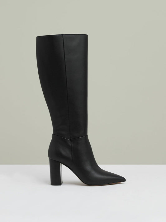 Block Heel Knee High Boots Black | Women