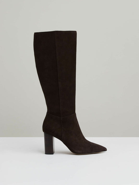 Block Heel Knee High Boots Chocolate | Women