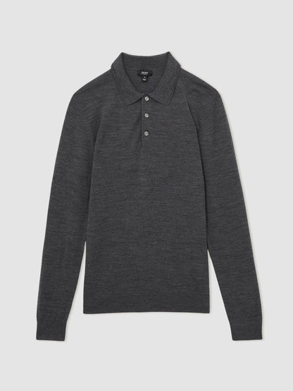 Merino Wool Polo Shirt Derby Grey Marl | Men