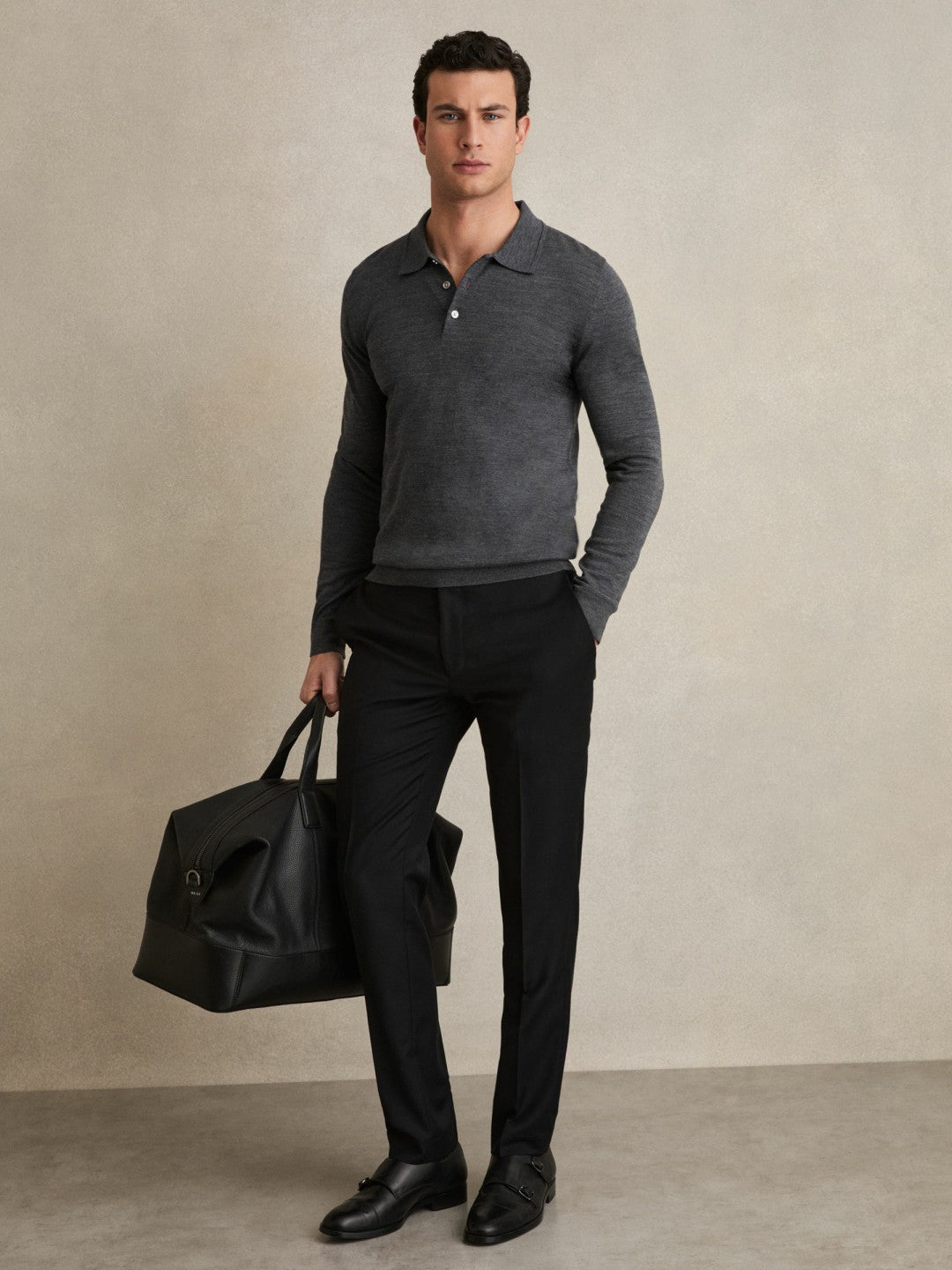 Merino Wool Polo Shirt Derby Grey Marl | Men