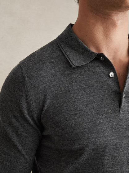 Merino Wool Polo Shirt Derby Grey Marl | Men