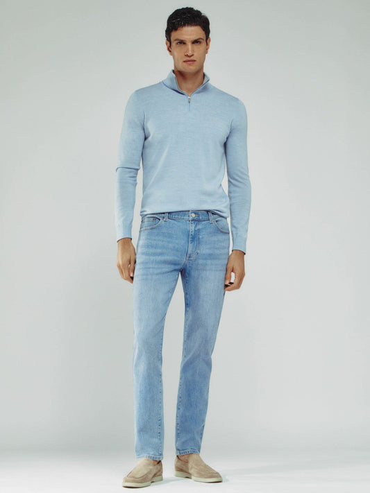 Cotton-Stretch Slim-Fit Jeans Light Blue Wash | Men