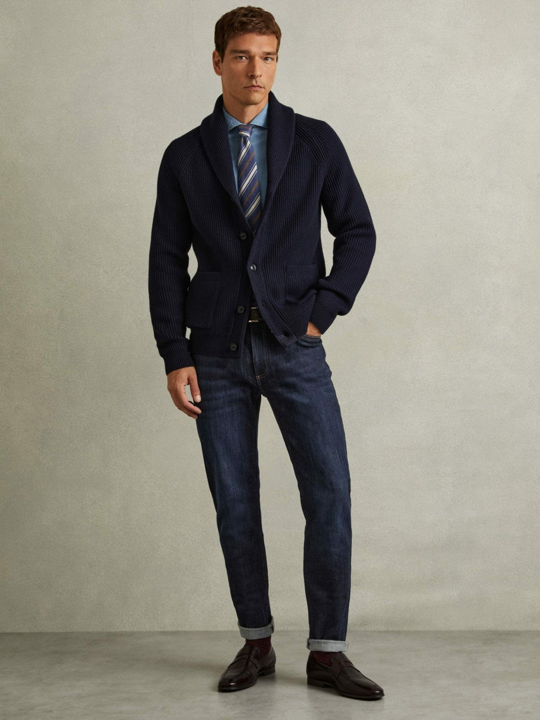 Cotton-Stretch Slim-Fit Jeans Indigo Blue Wash | Men