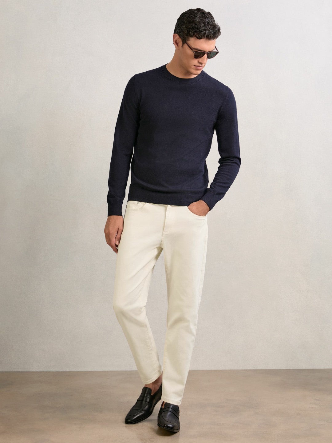 Relaxed-Fit Cropped Jeans White | Men