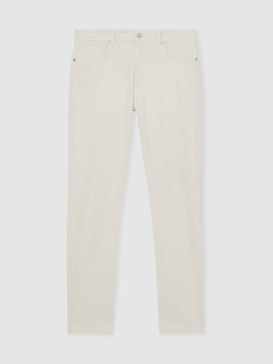 Cotton-Stretch Slim-Fit Jeans White | Men