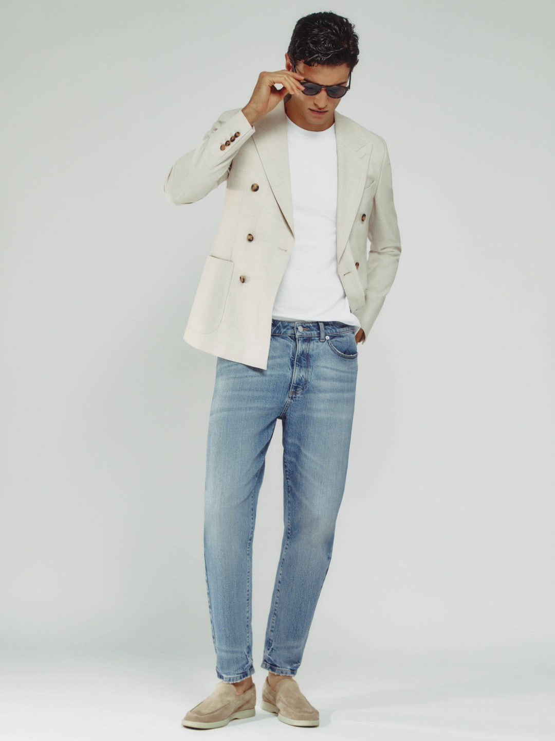 Relaxed-Fit Cropped Jeans Light Blue Wash | Men