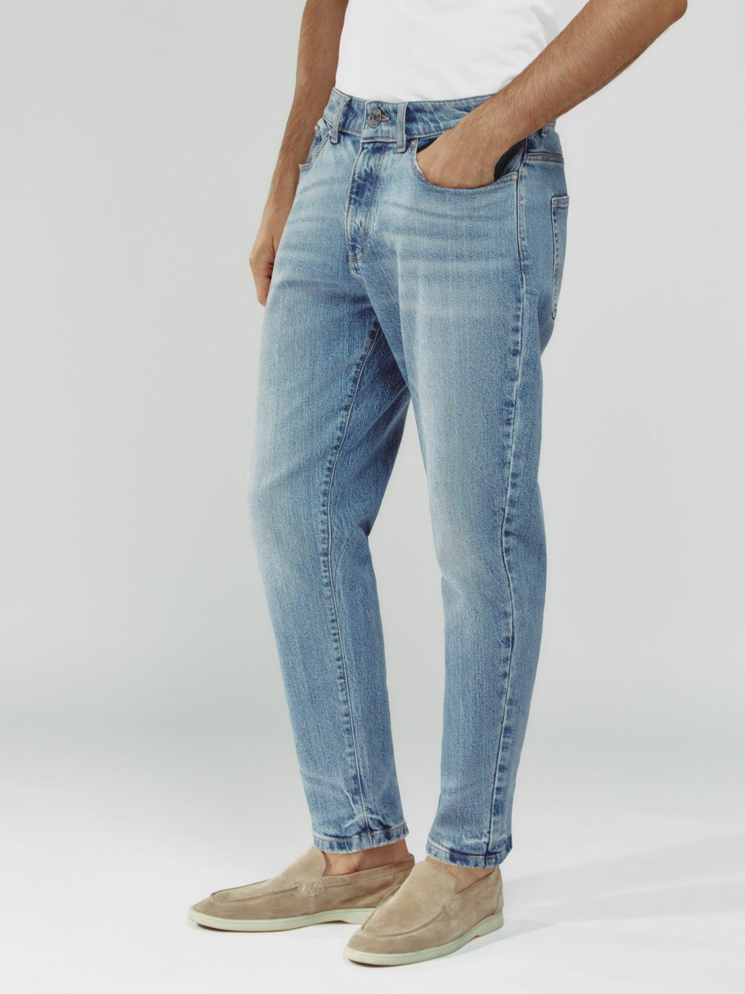 Relaxed-Fit Cropped Jeans Light Blue Wash | Men