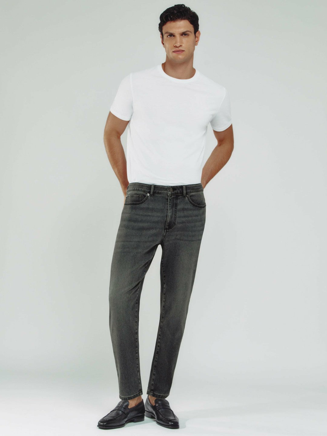 Relaxed-Fit Cropped Jeans Washed Black | Men