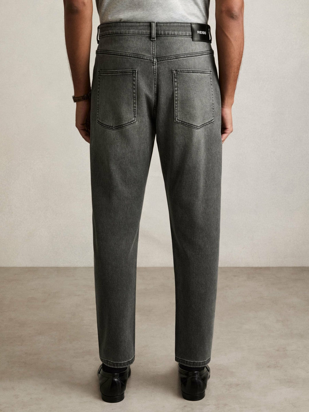 Relaxed-Fit Cropped Jeans Washed Black | Men