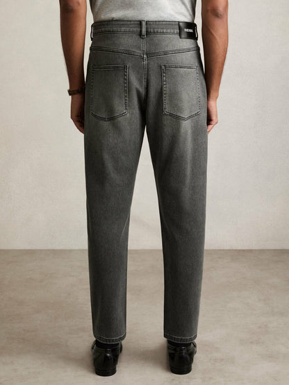 Relaxed-Fit Cropped Jeans Washed Black | Men
