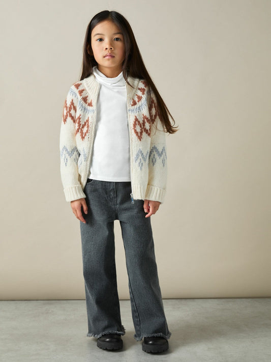 9-13 yrs Cotton-Jersey Roll-Neck Top with Stretch Ivory | Children & Baby