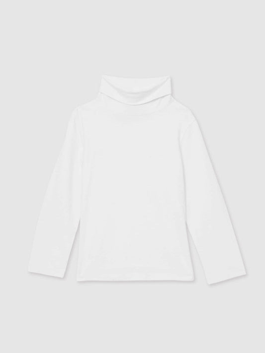 9-13 yrs Cotton-Jersey Roll-Neck Top with Stretch Ivory | Children & Baby