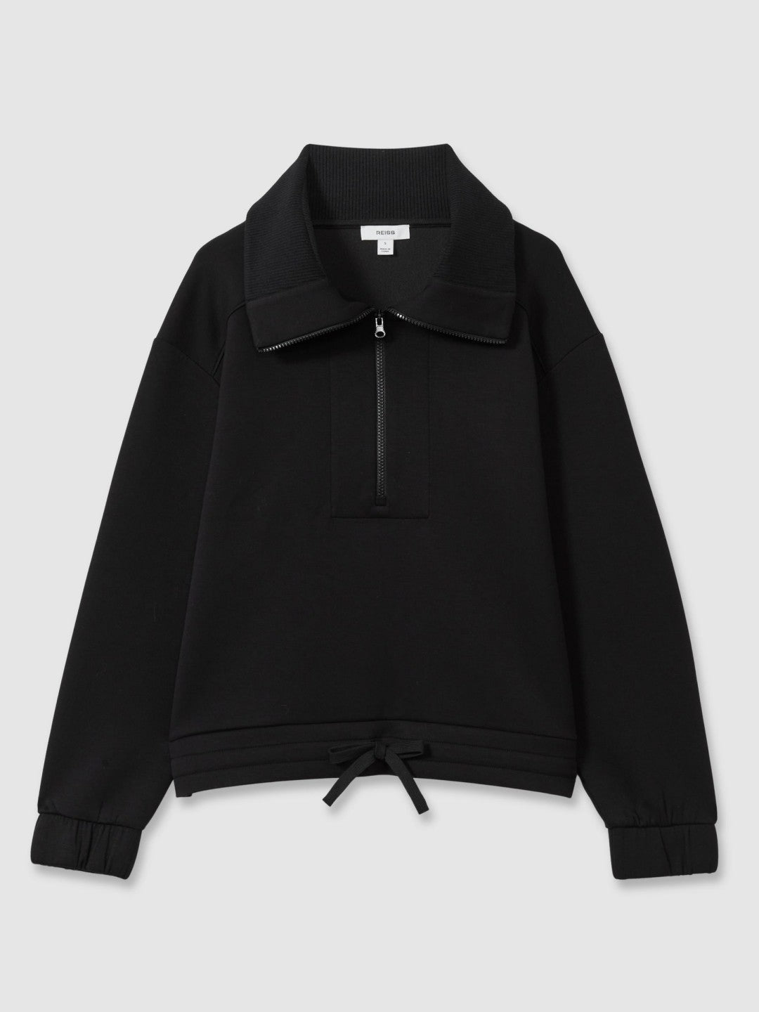 Interlock Half-Zip Drawstring-Hem Sweatshirt Black | Women