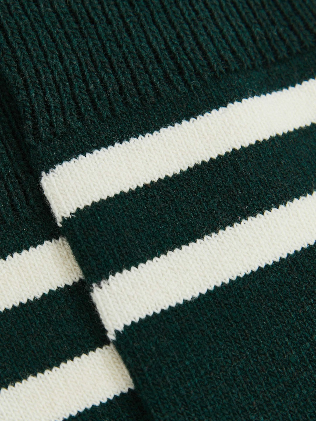 Striped Socks With Wool And Cashmere Forest Green/Ecru | Men