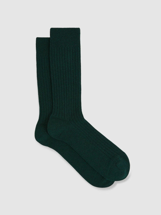 Ribbed Socks With Wool And Cashmere Forest Green | Men