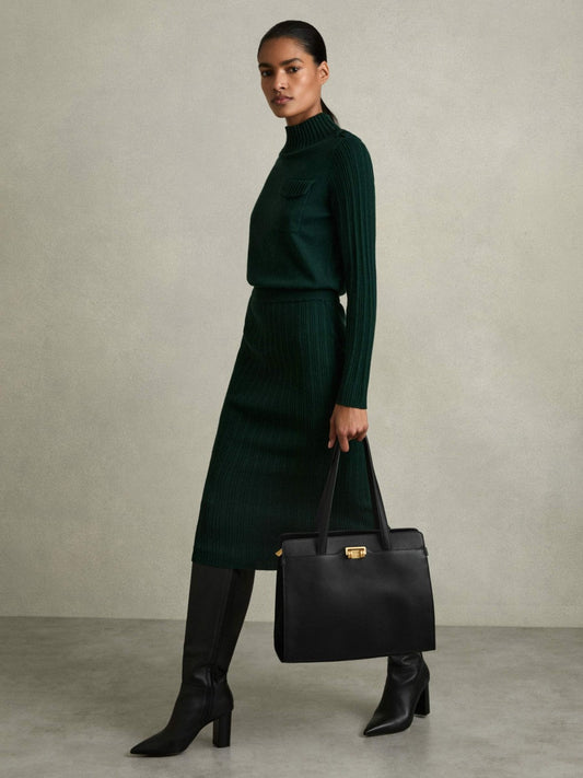 Grained Leather Tote Bag Black | Women