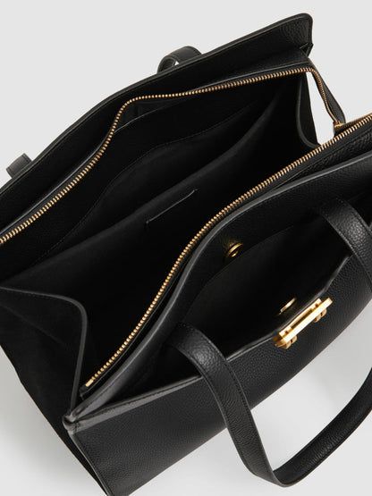 Grained Leather Tote Bag Black | Women