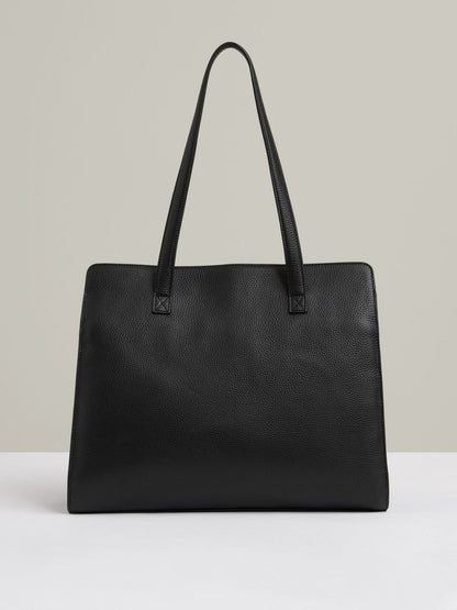 Grained Leather Tote Bag Black | Women