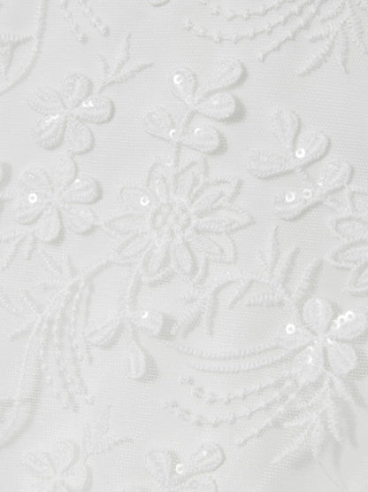 13-14 yrs Tulle Floral-Embroidered Bridesmaid Dress Ivory | Children & Baby