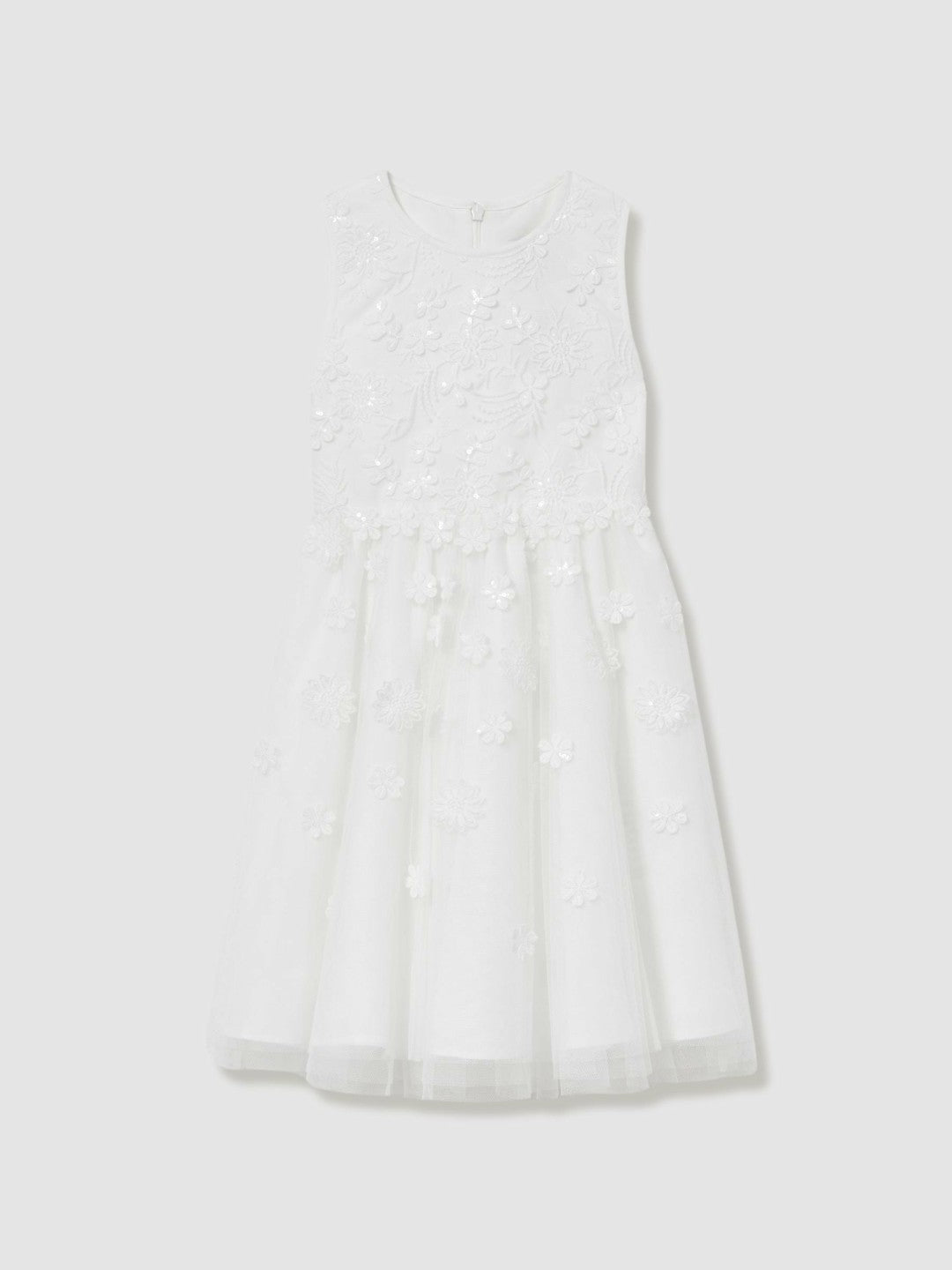 9-13 yrs Tulle Floral-Embroidered Bridesmaid Dress Ivory | Children & Baby
