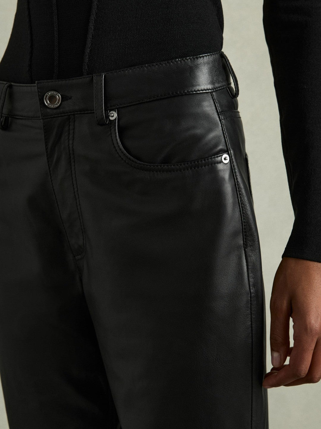 Leather Slim-Leg Trousers Black | Women