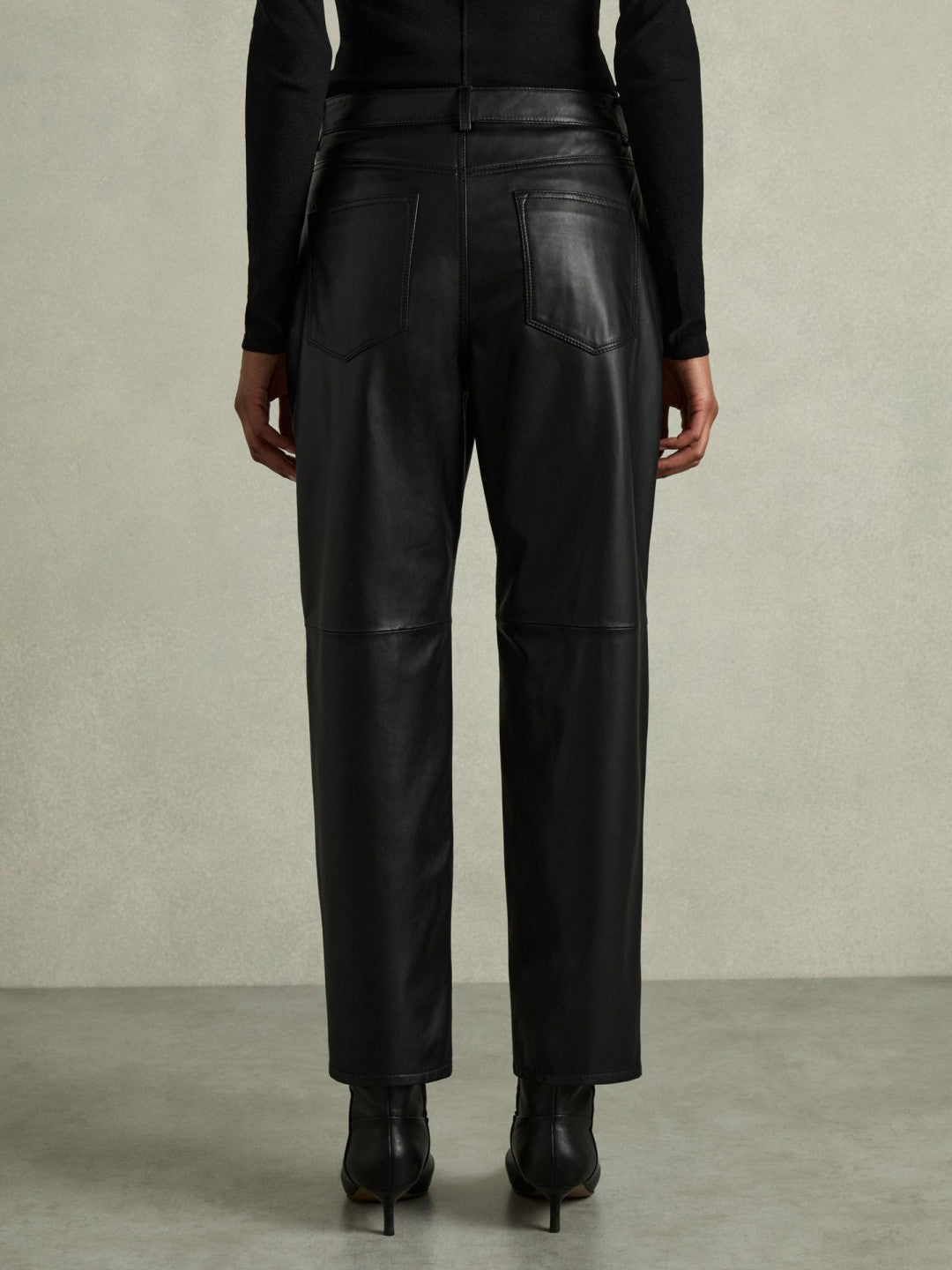 Leather Slim-Leg Trousers Black | Women