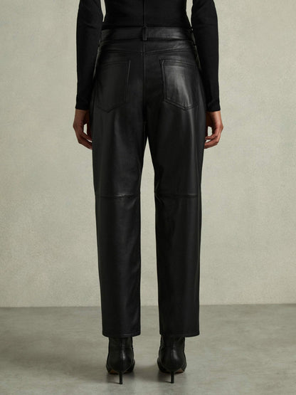 Leather Slim-Leg Trousers Black | Women