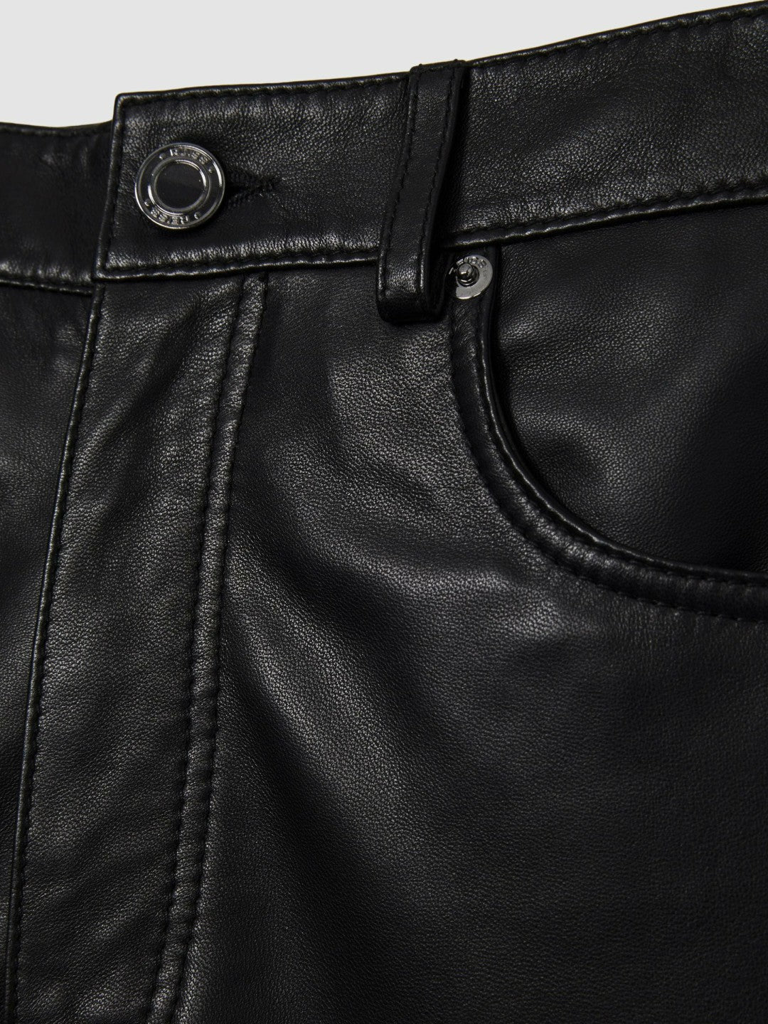 Leather Slim-Leg Trousers Black | Women