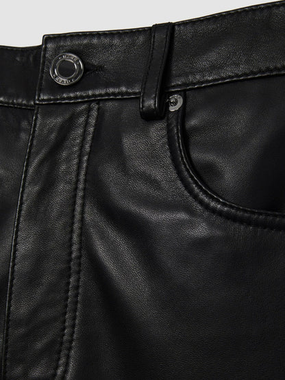 Leather Slim-Leg Trousers Black | Women