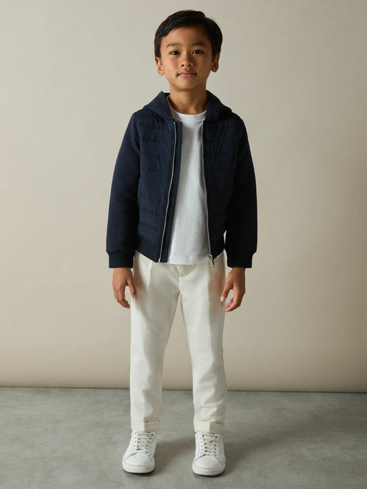 3-9 yrs Interlock Hybrid Hooded Puffer Jacket Navy | Children & Baby