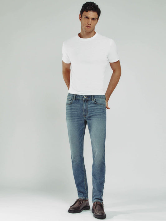 Cotton-Stretch Slim-Fit Jeans Washed Indigo Green Cast | Men