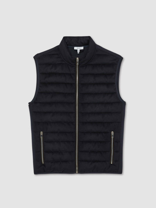 Brushed Jersey Quilted Gilet Navy | Men