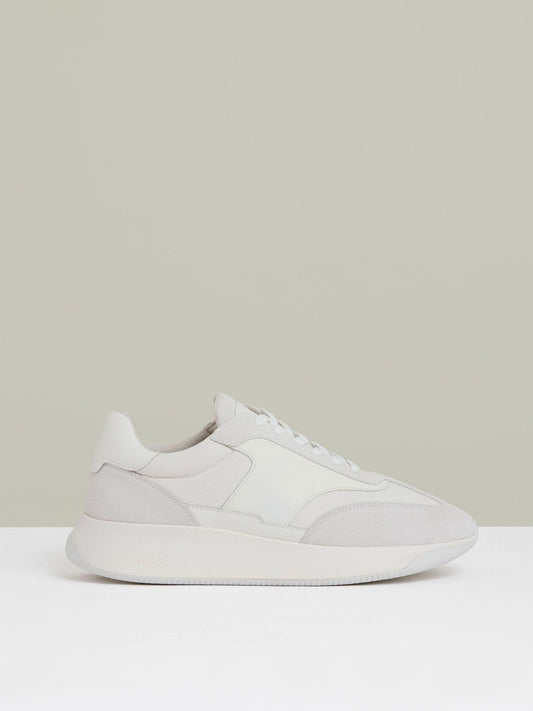 Leather Suede Running Trainers White | Men