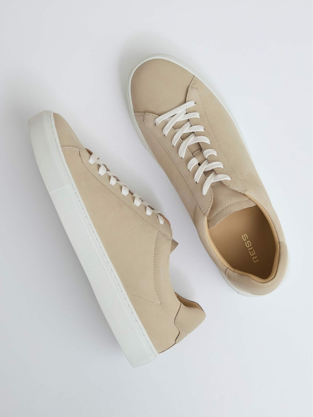 Nubuck Leather Low-Top Trainers Ecru | Men