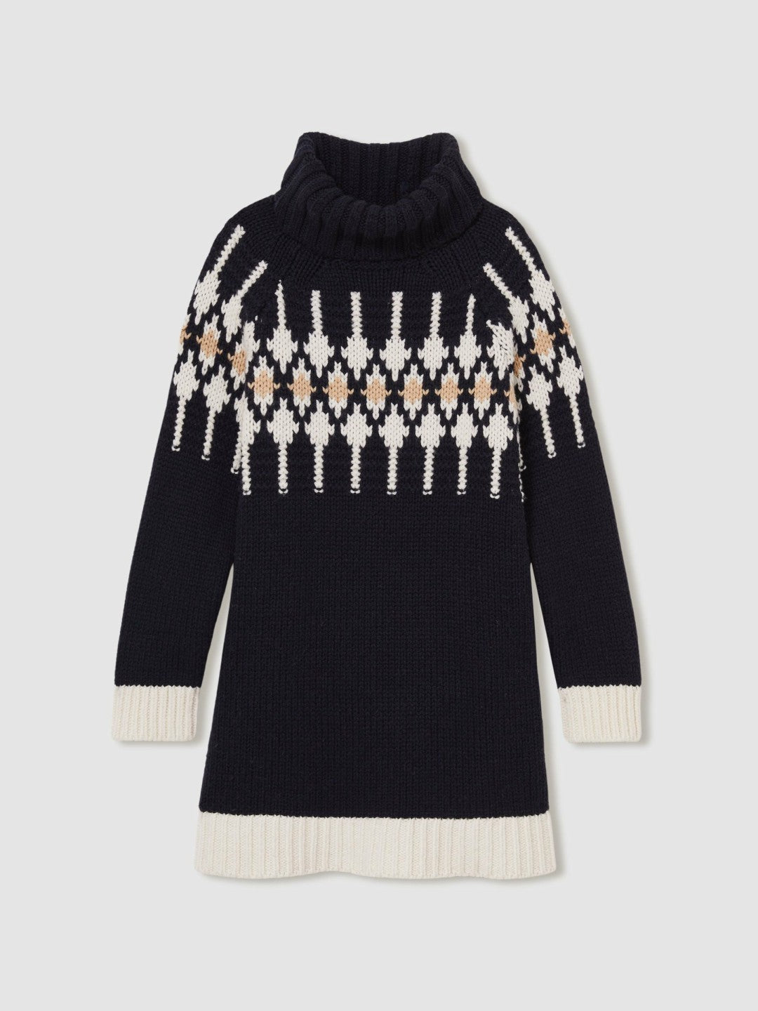 13-14 yrs Wool-Blend Fair Isle Roll-Neck Dress Navy | Children & Baby
