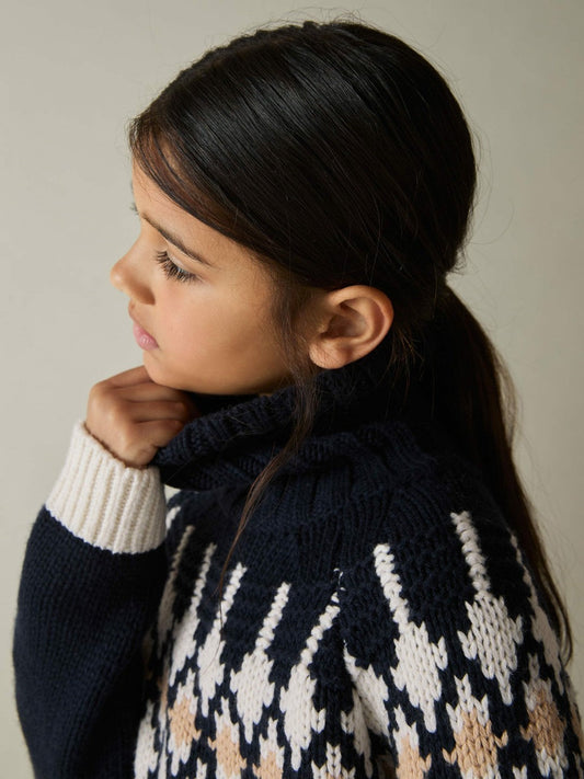 13-14 yrs Wool-Blend Fair Isle Roll-Neck Dress Navy | Children & Baby