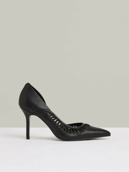 Leather Twist Detail Court Shoes Black | Women